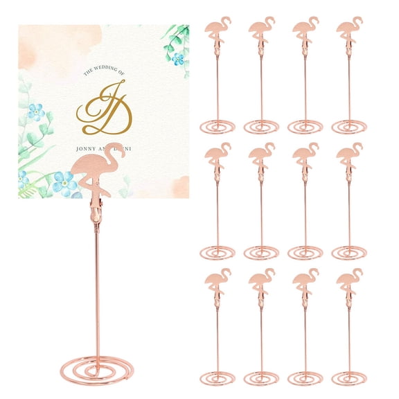 12PCS Place Card Holders Flamingo Table Number Holder Photo Holders Menu Holders Table Card Holder Stand for Weddings Party Table