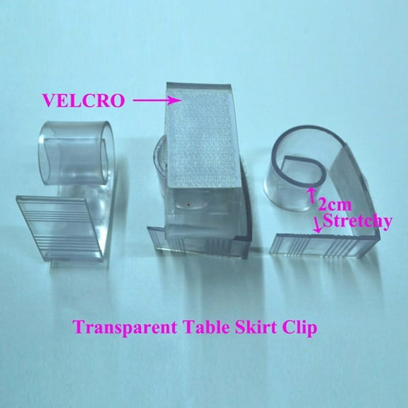 12PCS Plastic Table Skirt Clip with Hook & Loop Elastic Retaining Clamp for Table Cover