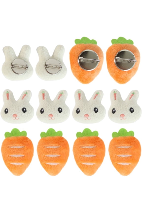 12PCS Plush Bunny Carrot Brooch Pins Easter Brooch Cute Animal Brooch for Hat Backpack Jackets Lapel Pins Party Accessories Jewelry Gifts for Women