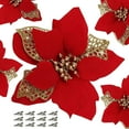 12PCS Poinsettia Flower Artificial Poinsettia Christmas Decoration 5