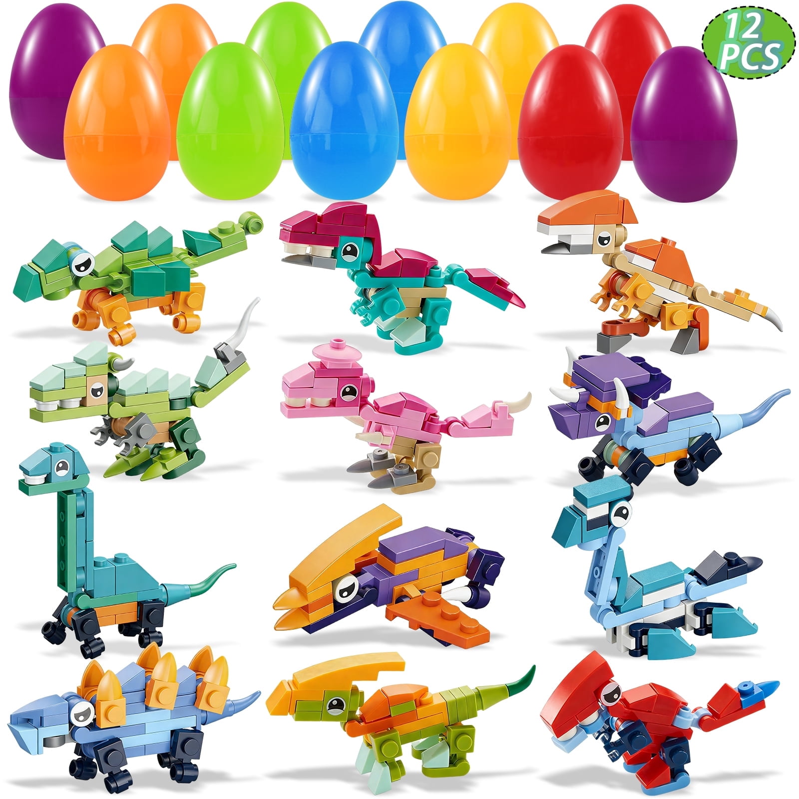 12PCS Pre Filled Easter Eggs Dinosaurs Party Favors Party Supplies ...