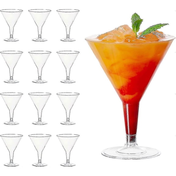 12PCS Premium Plastic Martini Glasses for Cocktails & Desserts