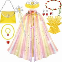 12PCS Princess Cape Set, Princess Dress Up Cloak With Crown, Wand, jewelry, and bag
