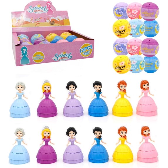 12PCS Princess Easter Eggs, Prefilled Easter Eggs, Princess Eggs That Turn Into Dresses, Easter Egg That Turn Into Dolls For Easter Egg , Basket Stuffers, Classroom Prizes, Party Favors