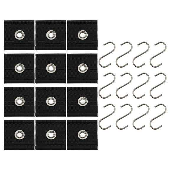 12PCS RV Awning Hooks for 5/6mm and 7/8mm Piping Rails, Heavy Duty Clips for Curtains, Clothes, Decorations with S-Hooks