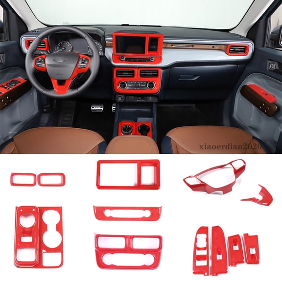 12PCS Red Interior Truck Central Control Cover Trim Kit For FORD Maverick 2022+
