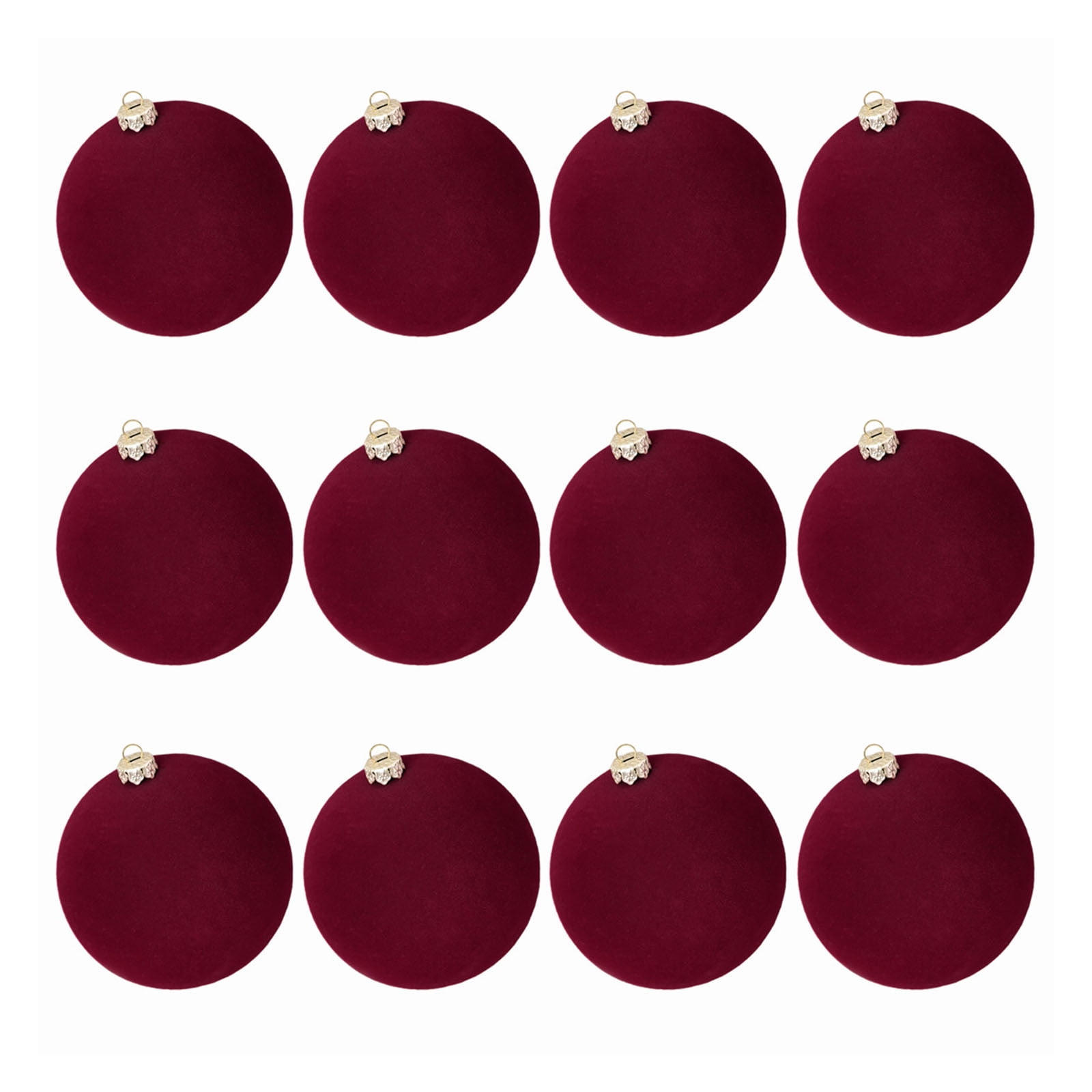 12PCS Red Velvet Christmas Ornaments Balls 2.36" Vintage Christmas Tree Decorations Shatterproof Flocked Ball Velvet Xmas Tree Hanging Baubles for Wedding Holiday Party Home Decor