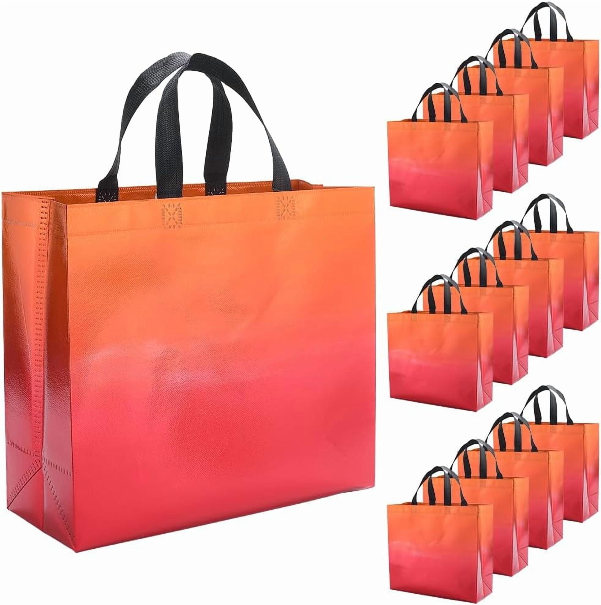 12PCS Reusable Gradient Gift Bags 14x13 Inch Large Coral Foldable Cloth ...