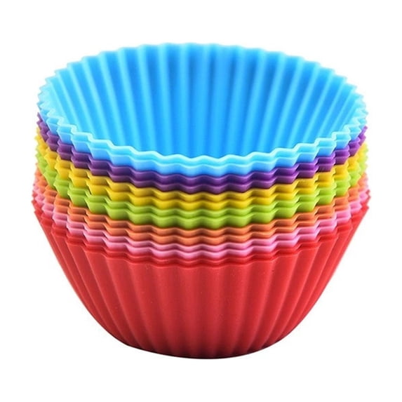 12PCS Reusable Silicone Cupcake Liners, Food Grade Non-Stick Round ...