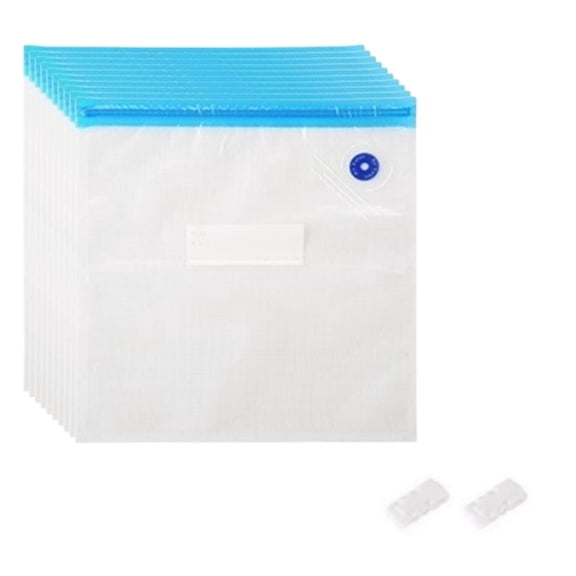 12PCS Reusable Vacuum Seal Storage Bags With Hand Pump Food Preservation Airtight Freezer Bags BPA-Free