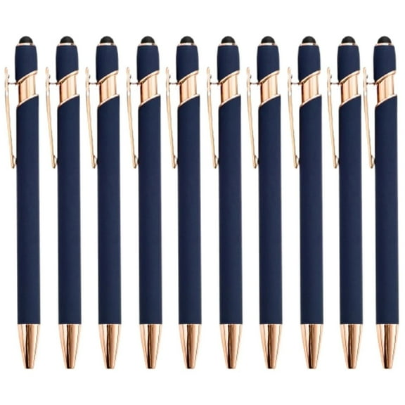 12PCS Rose Gold Ballpoint Pens with Stylus Tip,Smooth Writing for Signature and Screens,Metal Stylus Pen Set for Office and Home Use,signature pens,ballpoint pens,Dark Blue
