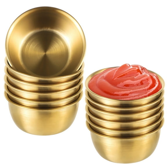 12PCS Sauce Dipping Bowls, Stainless Steel Sauce Dishes, Round Sauce Dip Bowls, Mini Sauce Cups, Prep Appetizer Plates, Individual Condiment Cups, Small Saucers