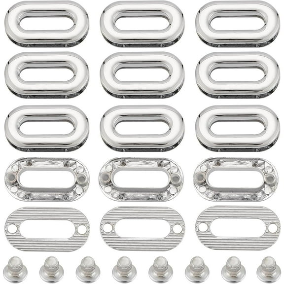 12PCS Screw-in Oval Eyelet Metal Screw Together Grommets Shackle Purse End Rings Bag Loop Handle Connectors Alloy Snaps for DIY Sewing Crafts Clothes Leather Bags Replacement Hardware