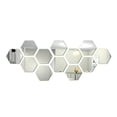 thumbnail image 1 of 12PCS Self Adhesive Removable Hexagonal Mirror Wall Stickers Decorative Sheet,Silver L, 1 of 11