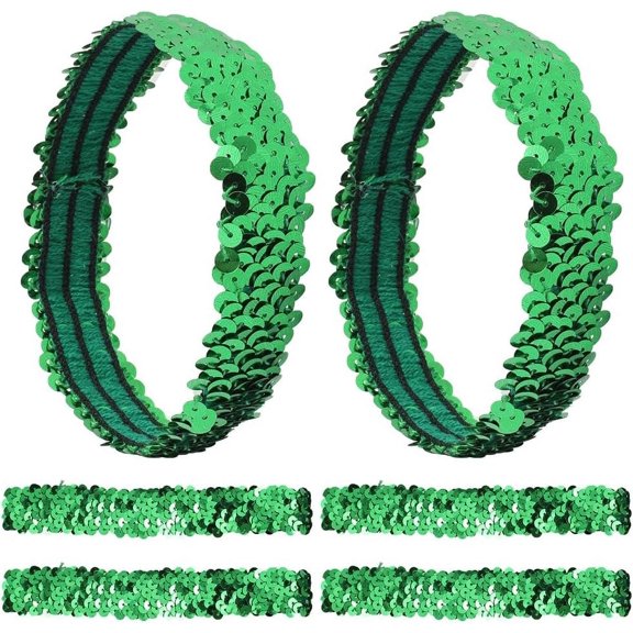 12PCS Sequin Headband Elastic Glow Stretch Sparkle Glitter Fashion Adjustable Hair Band Accessories Set Cloth