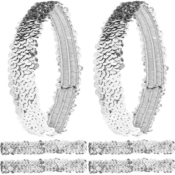 12PCS Sequin Headband Elastic Glow Stretch Sparkle Glitter Fashion Adjustable Hair Band Accessories