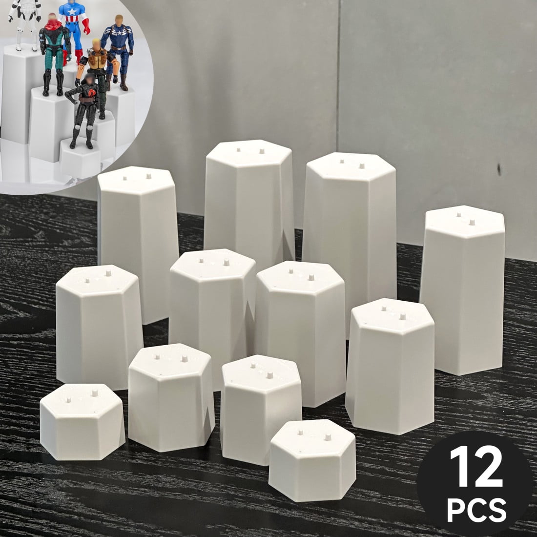 12PCS/Set Action Figure Risers Stands Compatible with 3.75inch Vintage