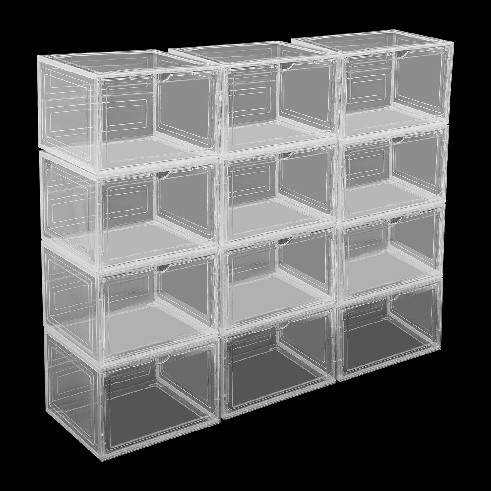 12PCS Shoe Display Cases Box Rack Large Storage Cabinet Plastic Boxes ...