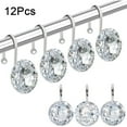thumbnail image 1 of 12PCS Shower Curtain Hooks Decorative Hand Carved Shower Curtain Hooks Rings for Bathroom Decorative Rhinestones Shower Curtain Rings Hangers for Shower Curtains, Clothing, Towels, etc. Clear, 1 of 4