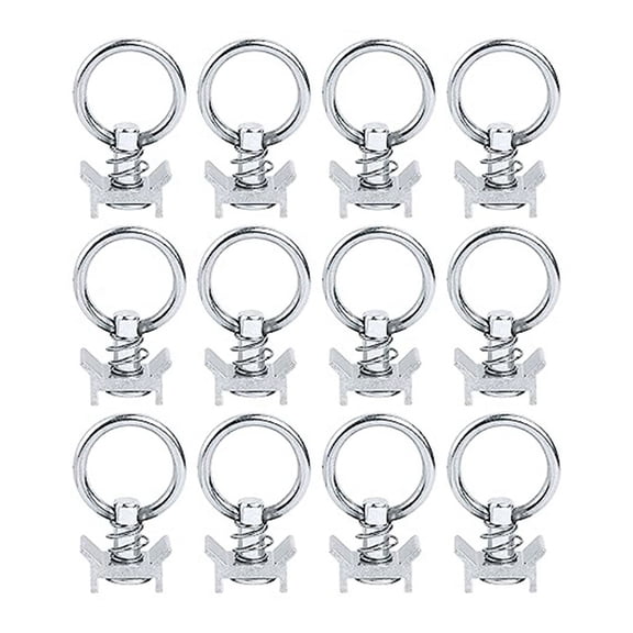 12PCS Single Stud Fitting L Track 4,000LB Capacity with Stainless Steel Round Ring Aluminum Keeper ,Silver