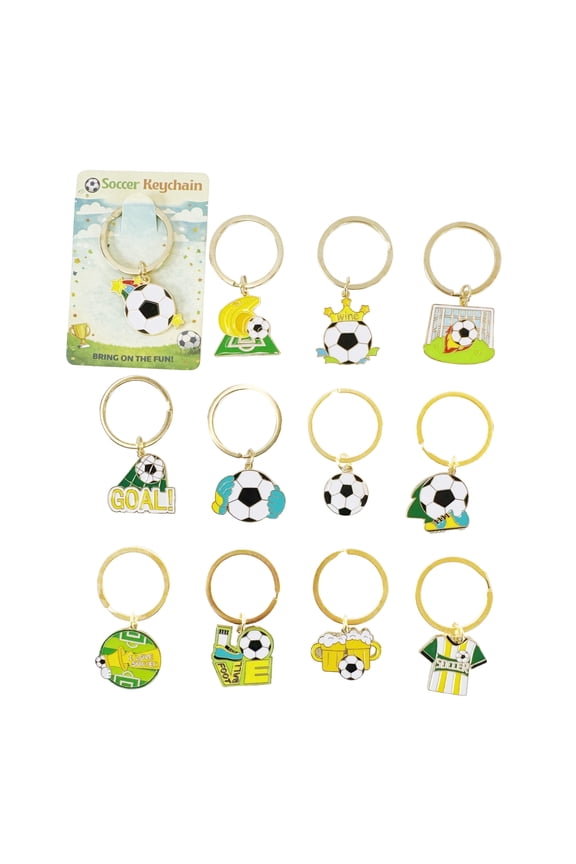 12PCS Soccer Keychains with Cards, Soccer Party Favors for Kids, Soccer Birthday Party Goodie Bag Fillers, Soccer Team Gifts for Boys Girls Soccer Players