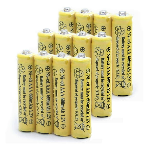 (12PCS) Solar Light Batteries AAA Triple A NI-Cd 600mAh 1.2V Rechargeable for Garden Lights Remotes Mice