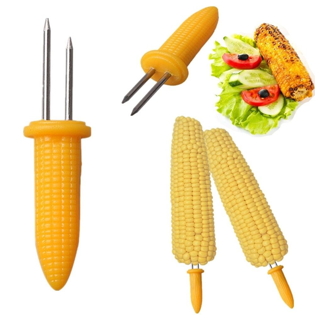 12PCS Stainless Steel BBQ Corn Holders Skewers Prongs Corn On The Cob Holders Barbecue New, Corn Skewer, Corn On The COB Holders