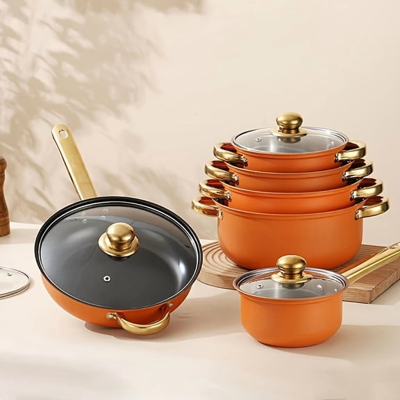 12PCS Stainless Steel Cookware Set with Lids, Induction Compatible Pots and Pans Set with Large Pot, Saucepan, Dual Handles for Soup, Pasta, Rice and Seafood Cooking