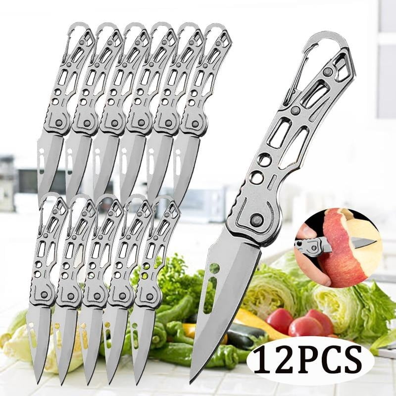 12PCS Stainless Steel Folding Knife Multi-function Pocket Fruit Cutting Knife For Outdoor BBQ Boning Butcher Knife Meat Cleaver Camping Knife Small Knife Utility Knife