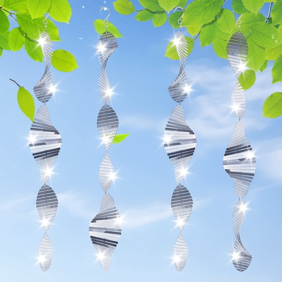 12PCS Stainless Steel Reflective Wind Spinners for Outside, 3D Mirror Spinners Outdoor, Metal Garden Decor to Enhance Patio Yard, Visual Scare Device for House, Reflective Spinners for Garden