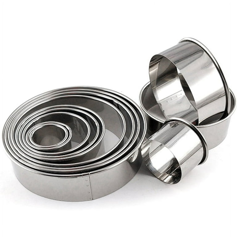 12PCS Stainless Steel Round Cake Mold Baking Mousse Ring Kitchen