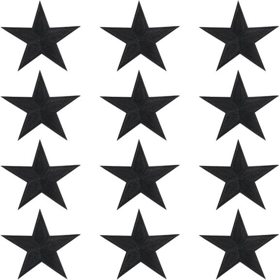 12PCS Star Iron On Patches 80mm Large 5Star Sew on Patches Black Star Shape Embroidered Appliques for Clothing Repair Jeans Jackets Backpack Bags Shoes Decoration Garment Embellishments diy