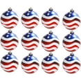 thumbnail image 1 of 12PCS Stars & Stripes Christmas Ball Ornaments 80mm Patriotic Theme Hanging Ball Ornaments Fourth of July Independence Day/Veterans Day Party Decor Holiday Wedding Tree Decorations, 1 of 8