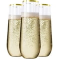 thumbnail image 1 of 12PCS Stemless Plastic Champagne Flutes, 9 Oz Gold Rim Clear Plastic Toasting Glasses Shatterproof Cocktail Cups Mimosa Cups Stemless Glass Plastic Glasses Disposable for Wedding Parties & Shower, 1 of 7