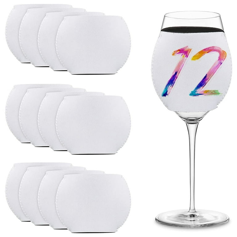 12PCS Sublimation Blanks Wine Glass Sleeve Neoprene Wine Glass Insulator  Cover for Glass Sublimation Ornaments Supplies 