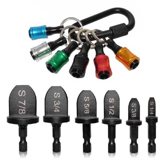 12PCS Swage Tool HVAC Repairing Set with Bit Holder, Air Conditioner Copper Tube Expander Swaging Tool Drill Bit Copper Pipe Swage, 1/4'', 3/8'',1/2'',5/8'',3/4'',7/8'' Bits Set