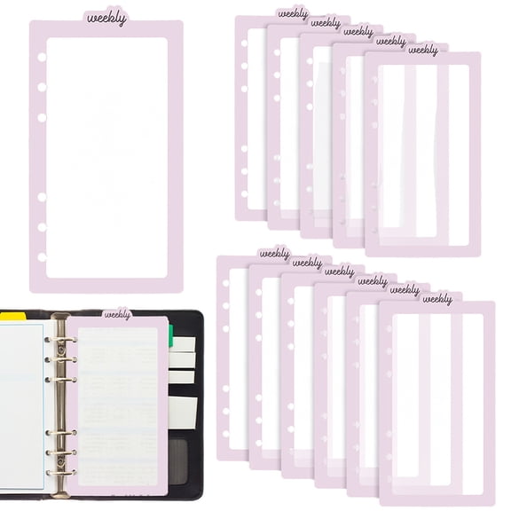 12PCS Top Tab Divider Binder Index Tabs Planner Divider for Disc Planner Notebooks Round Ring Binder Sheet Protector Classify Files Hole: 6mm (Pink)
