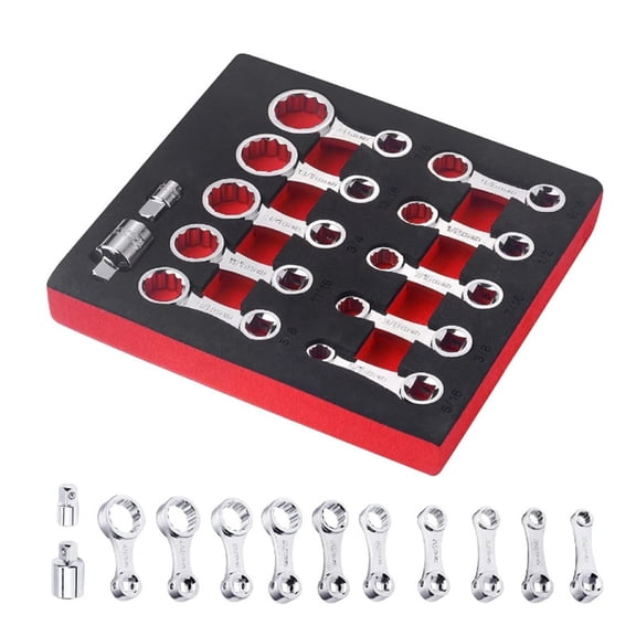 12PCS Torques Adapter Set 5/16", 3/8", 7/16", 1/2", 9/16", 5/8", 11/16", 3/4", 13/16", 7/8",3/8" Drive