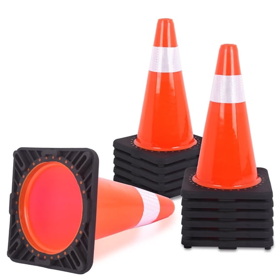 12PCS Traffic Safety Cones 18" PVC Parking Cones for Roads Construction Warning