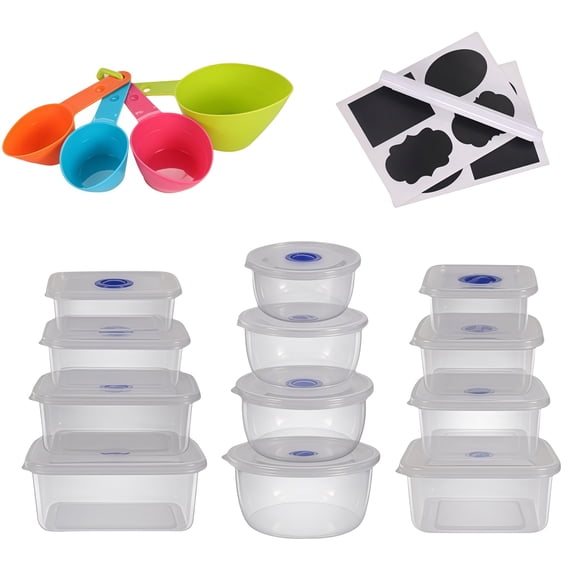 12PCS Transparent Food Storage Boxes With Marking Pen And Spoons