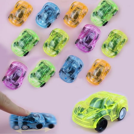 12PCS Transparent Pull Back Cars Set Miniature Vehicle Collection with Clear Body Design for Interactive Play