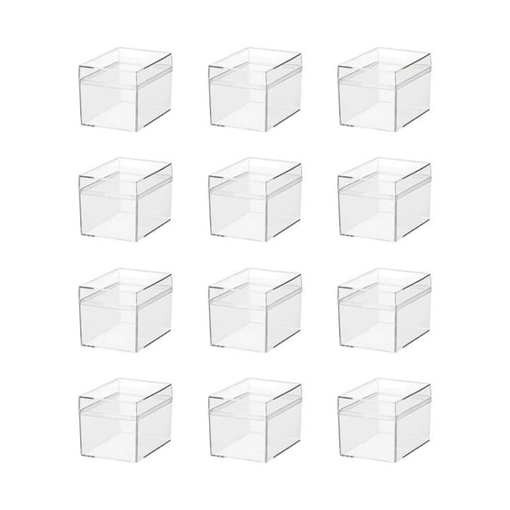 12PCS Transparent Square Plastic Storage Boxes with Lids for Candy, Jewelry, and Small Item Organization - Clear Plastic Containers for Home and Office Display