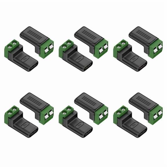 12PCS USB-C Female to 2Pin 5V Terminal Adapter Solderless Green Terminal USB Quick Connector for Toy Small Appliances