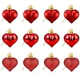 thumbnail image 1 of 12PCS Valentines Day Mini Heart Ornaments 1.8 Inch Christmas Decorations Glitter Plastic Hearts Shape Hanging Ornament Baubles for Holiday Tree Wedding Anniversary Home Party Decor (Red), 1 of 6