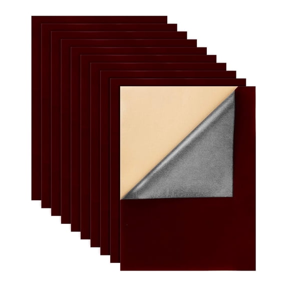 12PCS Velvet (Brown) Fabric Sticky Back Adhesive Felt Sheet11.5"x15.5" Self-Adhesive Durable and Water Resistant Multi-purpose Ideal for Art and Craft Making