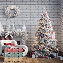 12PCS Velvet Christmas Balls 4 Inch Flocked Hanging Ornaments for Trees Holiday Wedding Party and Home Decorations Festive Christmas Tree Ball Set