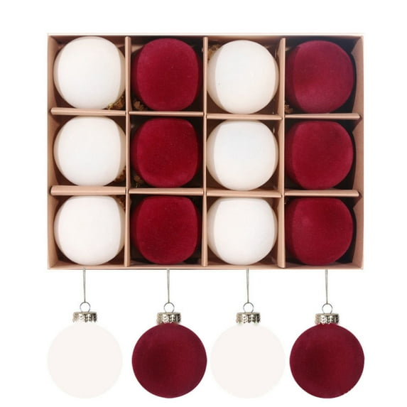 12PCS Velvet Christmas Tree Ornaments, Shatterproof Christmas Balls for Xmas Trees Decorations K