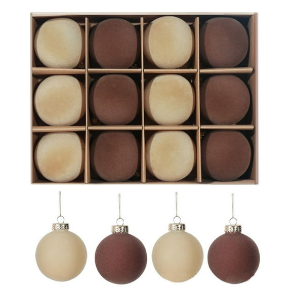12PCS Velvet Christmas Tree Ornaments, Shatterproof Christmas Balls for Xmas Trees Decorations L