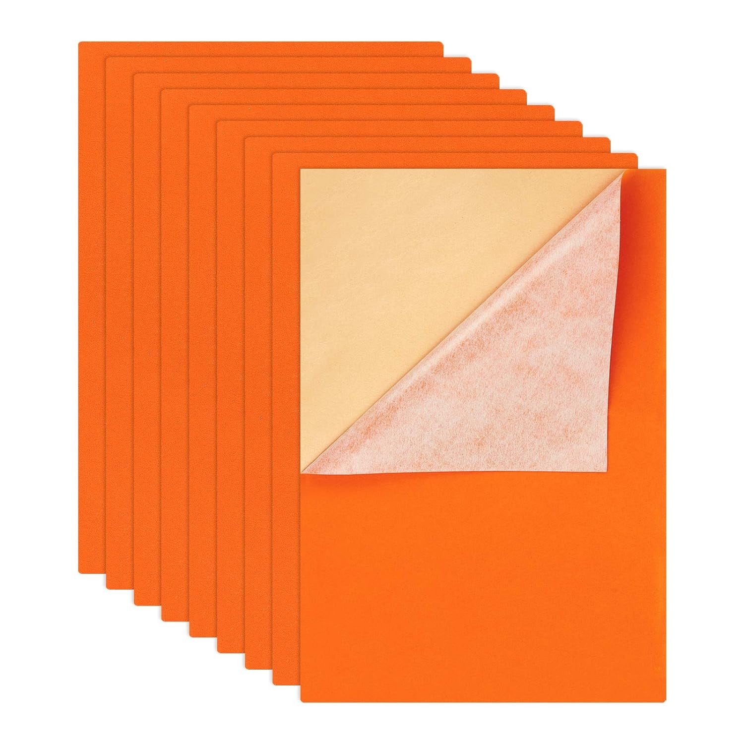 12PCS Velvet (Dark Orange) Fabric Sticky Back Adhesive Felt Sheet11.5"x15.5" Self-Adhesive Durable and Water Resistant Multi-purpose Ideal for Art and Craft Making Orange