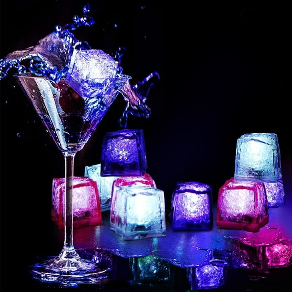 12PCS Waterproof LED Light Up Ice Cubes for Drinks That Change Colors Flashing Glow in The Dark for Bar Club Drinking Party Wine Wedding Swimming Pool Decoration